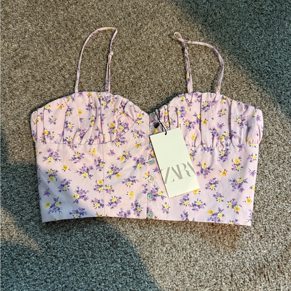 Zara Floral Lavender Tank Top - Picture 1 of 4